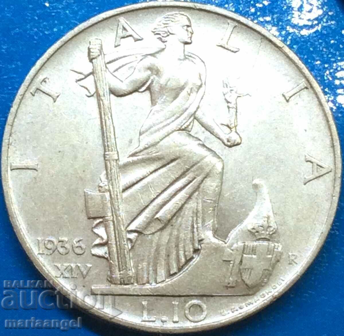 10 Lira 1936 Ιταλία Victor Emmanuel II 27mm UNC Ασήμι