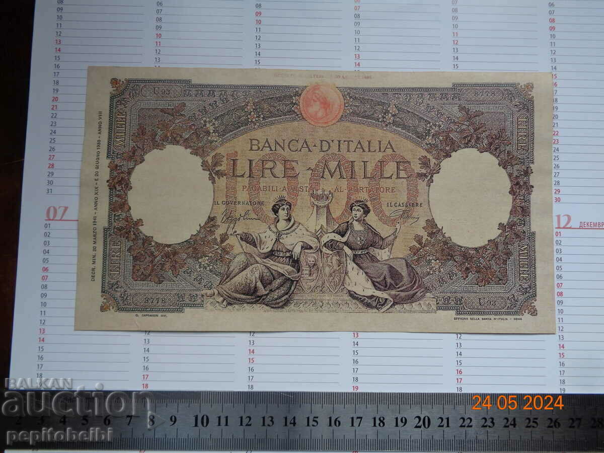 1 000 лири  1930г доста   редка ..- банкнота  Копие /c