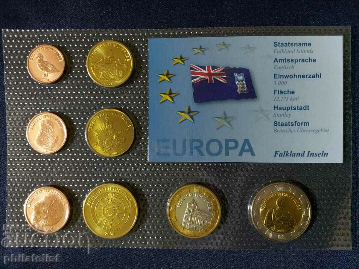 Пробен Евро Сет - Фолклендски острови 2008 , 8 монети