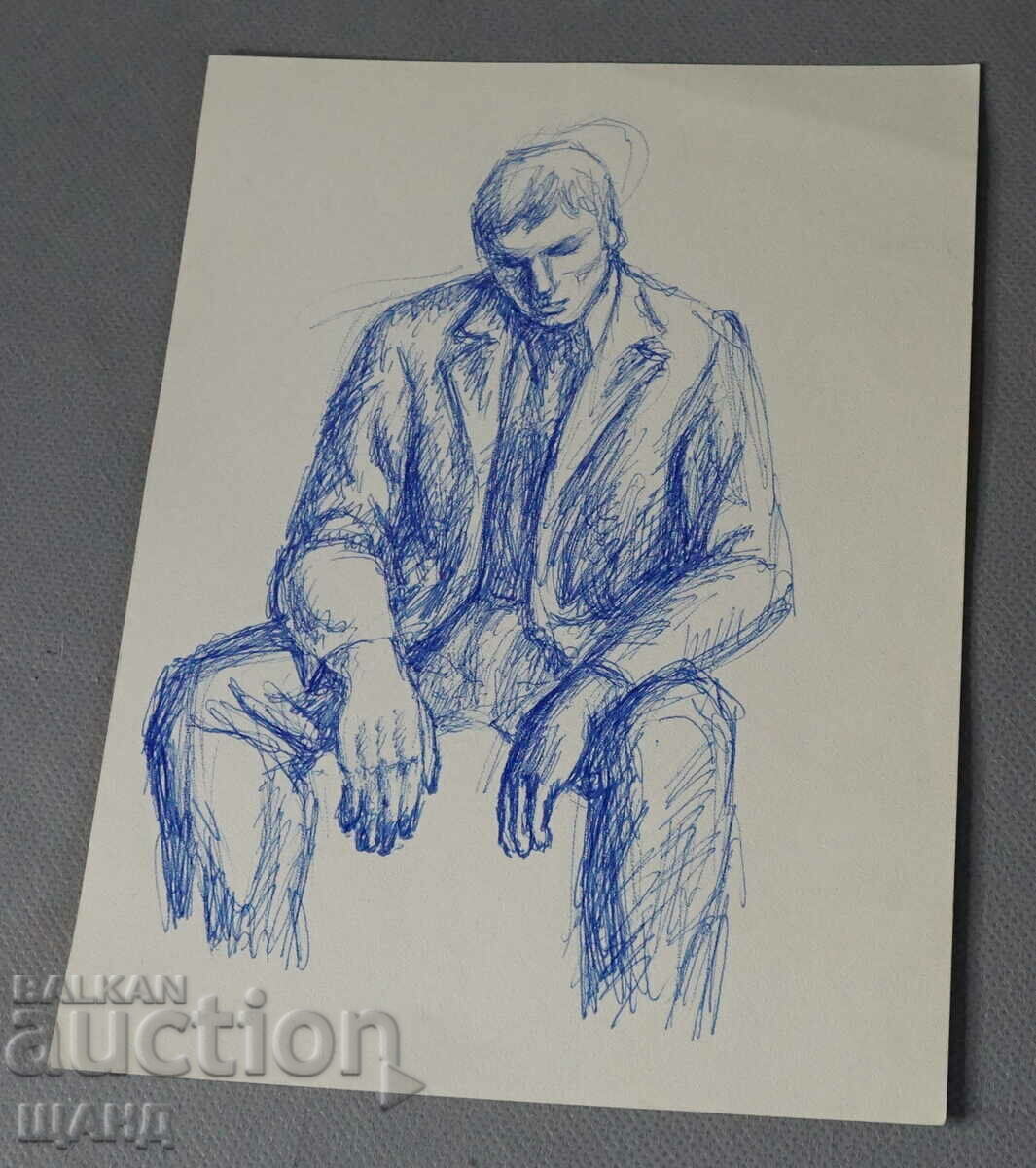 Ioto Metodiev Desen Pictură portret bărbat