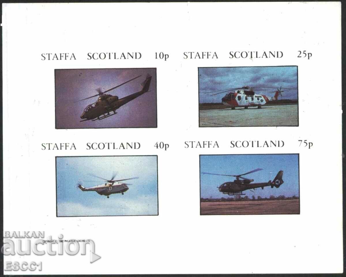 Чисти марки малък лист Авиация Вертолети  Стафа Шотландия