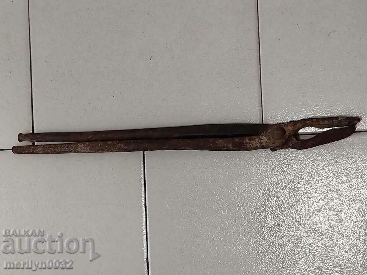 Δημοπρασία Παλιά λαβίδα σιδηρουργού, έρπητα ζωστήρα, σφυρήλατο σίδερο