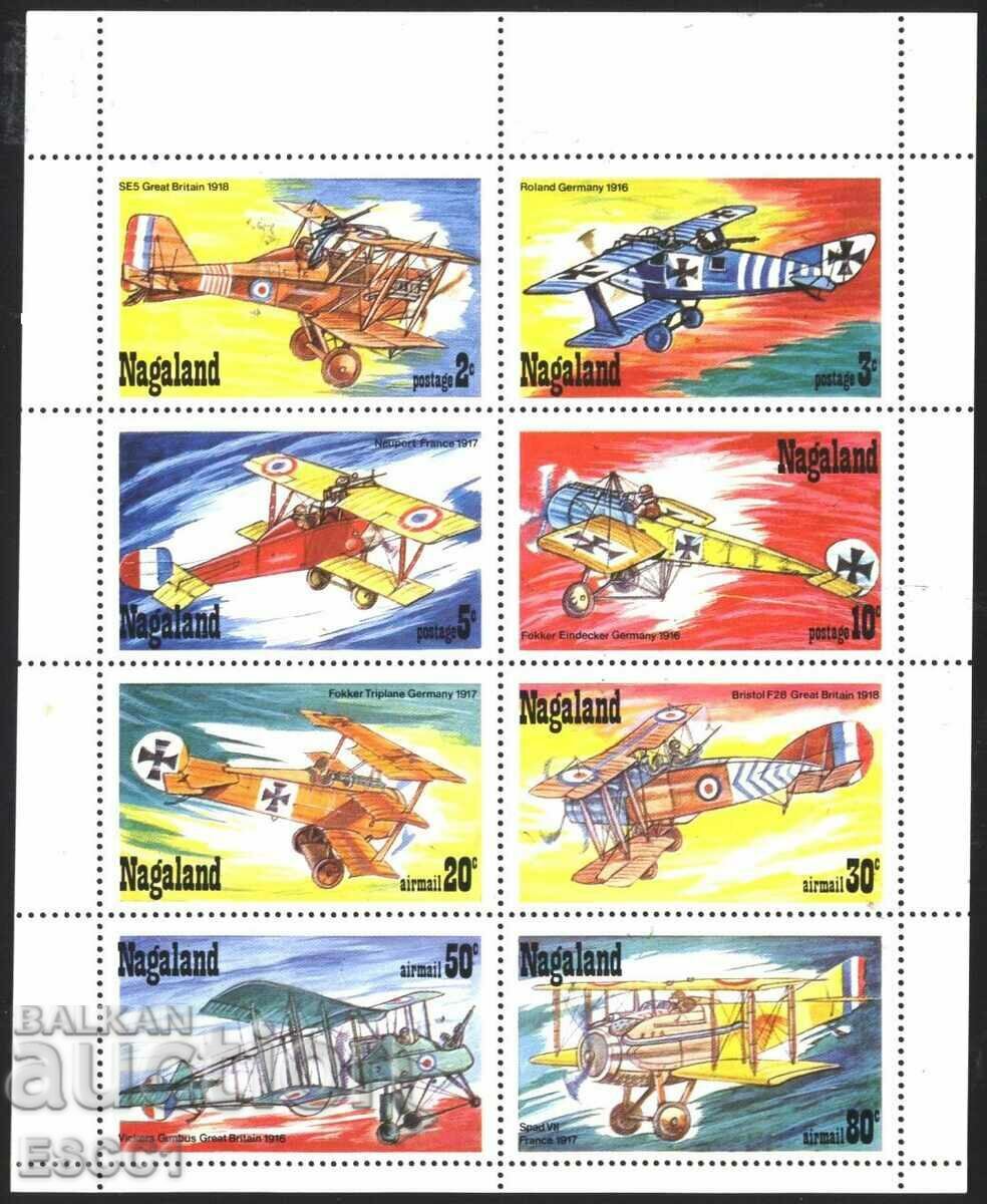 Чисти марки  малък лист Авиация Самолети 1978 Нагаланд Индия