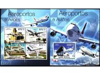 Чисти марки и блок Авиация Самолети 2012 от Гвинея Бисау