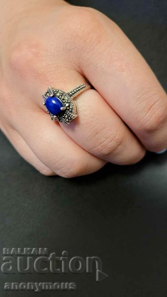 A beautiful, elegant ring with natural lapis lazuli