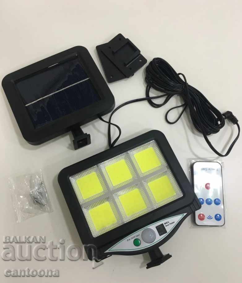 Solar lamp 128 COB LED, remote control, sensor and photocell with price 17.99 BGN | € 9.20