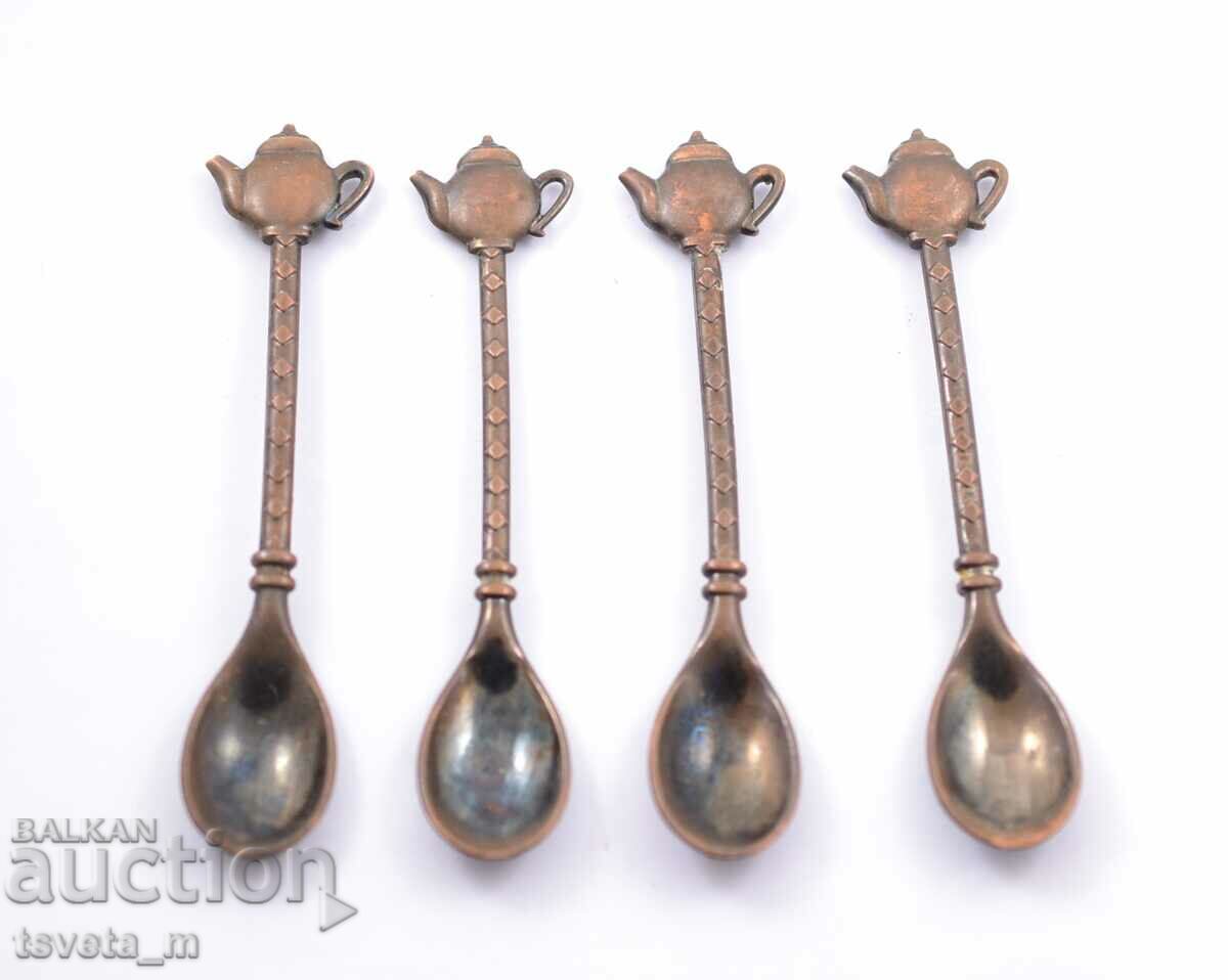 Lot of 4 pcs. spoons for tea, coffee