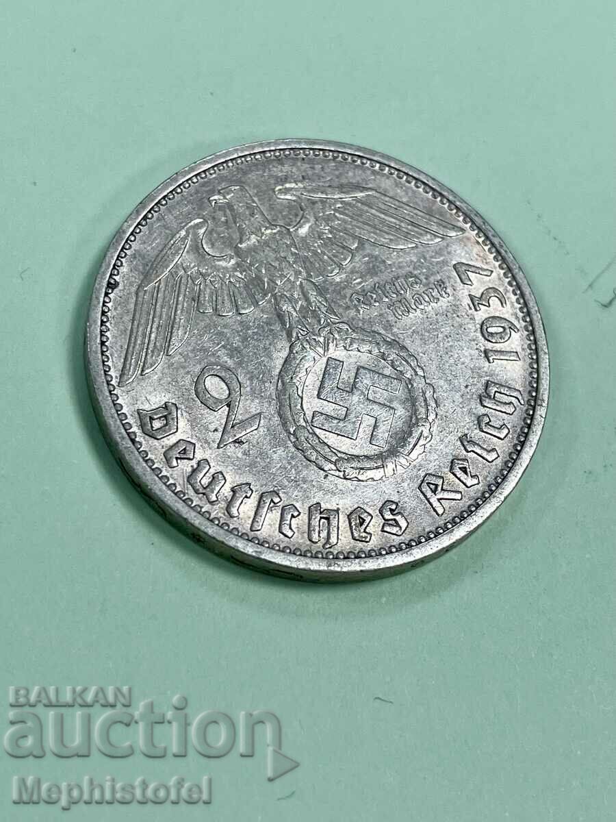 2 Reichsmarks 1937 F, Germany - silver coin
