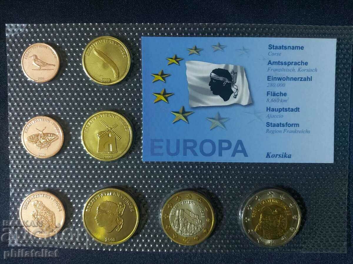 Пробен Евро Сет - Корсика 2008 , 8 монети