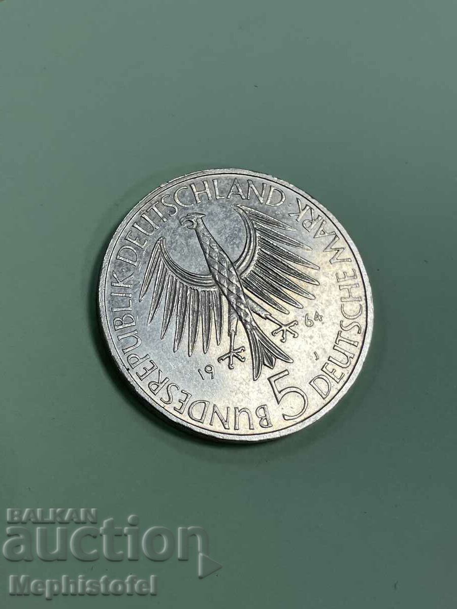 5 mărci 1964, Germania - monedă de argint