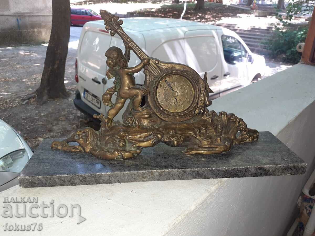 Old beautiful baroque mantel clock bronze marble - 6 Old beautiful baroque mantel clock bronze marble - 6