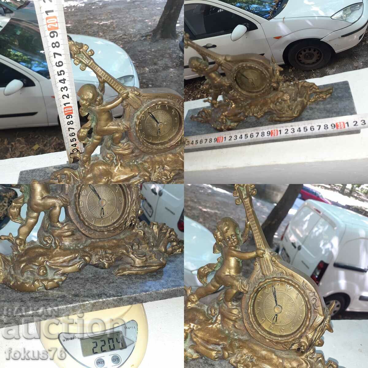Old beautiful baroque mantel clock bronze marble - 7 Old beautiful baroque mantel clock bronze marble - 7