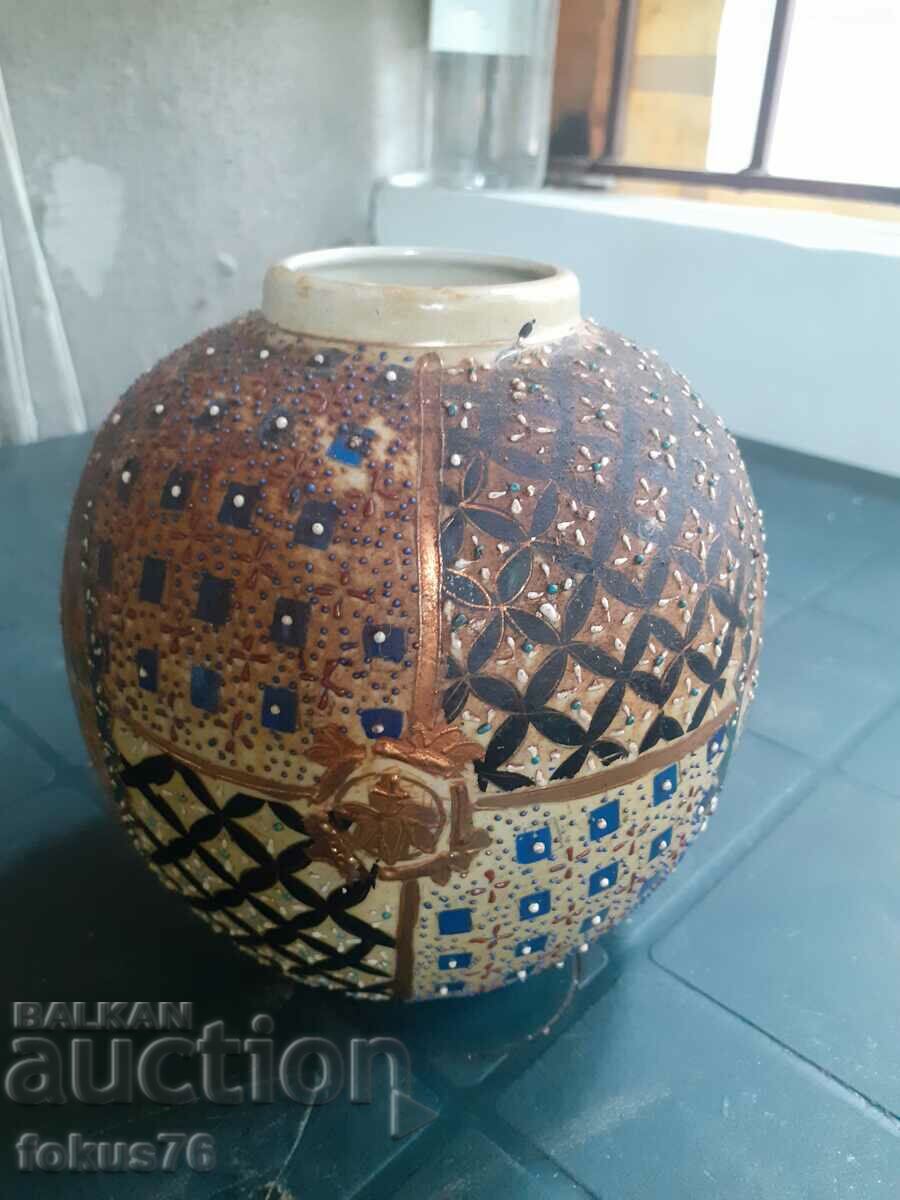 Auction Old vase jar porcelain Satsuma Satsuma marking Auction Old vase jar porcelain Satsuma Satsuma marking