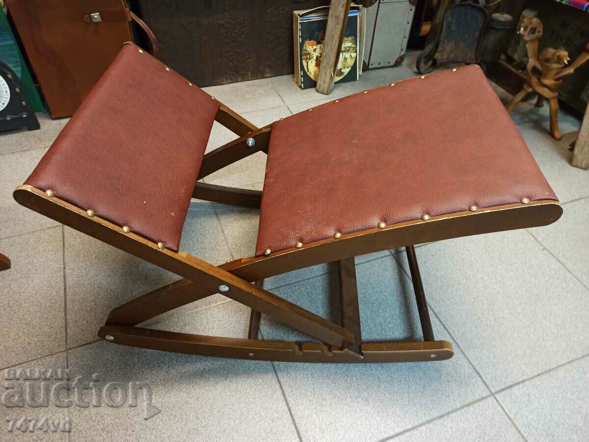 ANTIQUE LEATHER ROCKING FOOT CHAIR