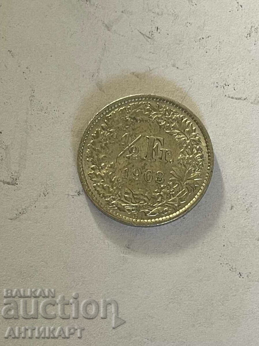 ασημένιο νόμισμα 1/2 φράγκου ασήμι Ελβετία 1963