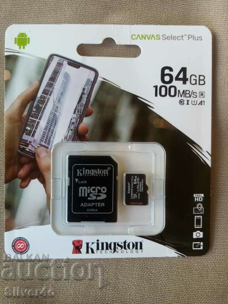 Kingston 64GB MicroSd + adaptor