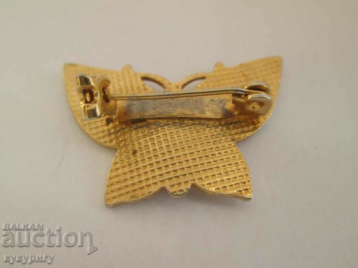 Δημοπρασία Καρφίτσα κοσμήματος πεταλούδας γριάς με επιχρύσωση και σμάλτο