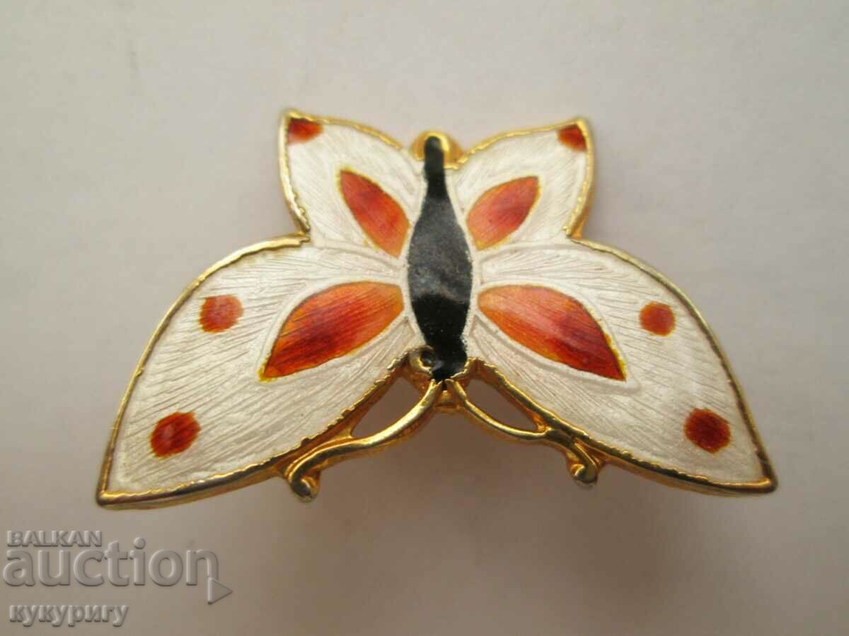 Καρφίτσα κοσμήματος πεταλούδας γριάς με επιχρύσωση και σμάλτο - 5