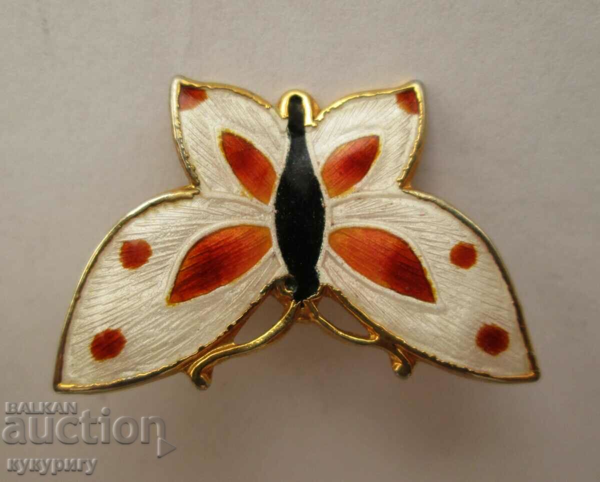 Καρφίτσα κοσμήματος πεταλούδας γριάς με επιχρύσωση και σμάλτο - 6