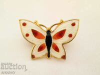 Old lady's jewel butterfly brooch with gilding and enamel