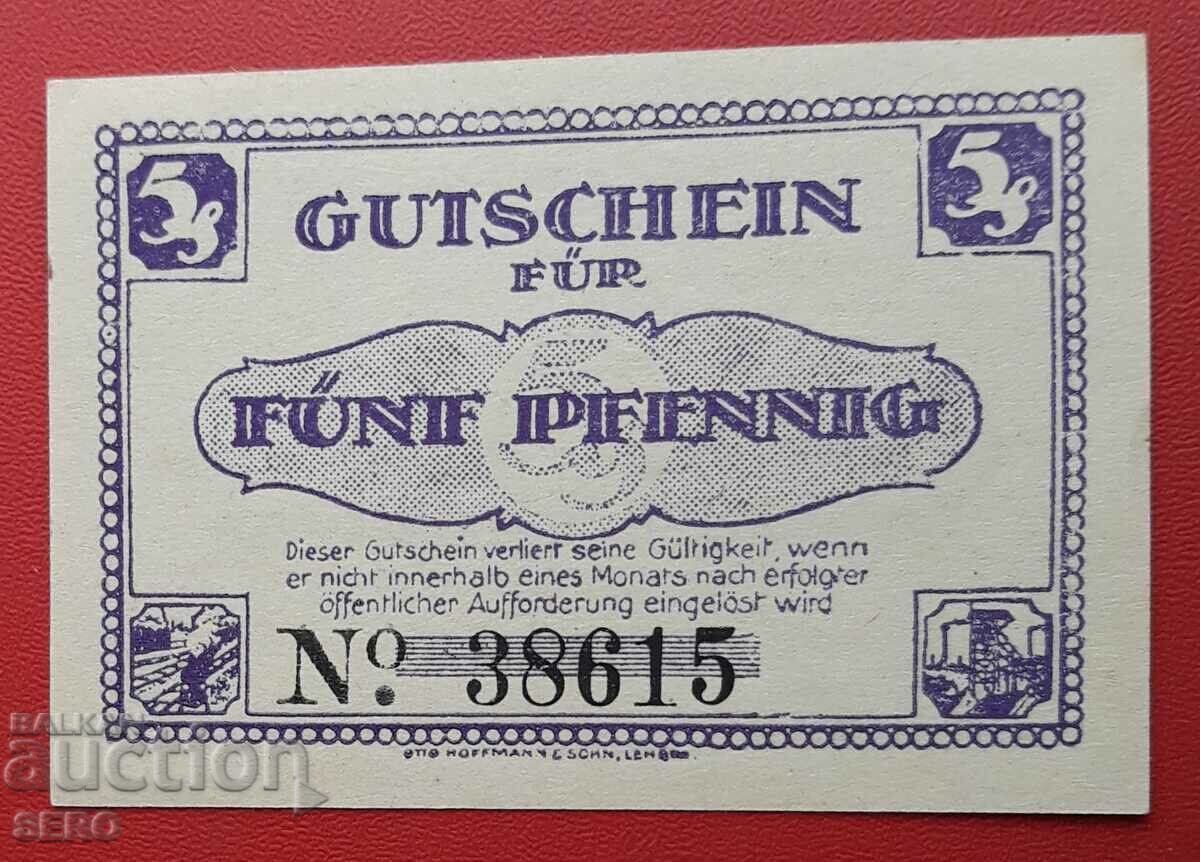 Bancnota-Germania-Saxonia-Lerte-5 pfennig 1921