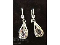 SILVER EARRINGS WITH PINK ZIRCONIA NEW