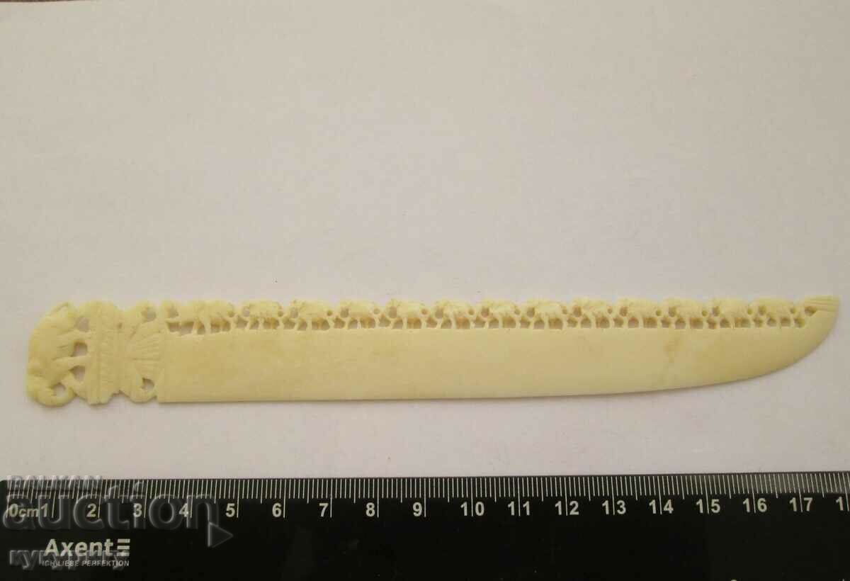 Old bone letter knife with elephant elephant decoration - 6 Old bone letter knife with elephant elephant decoration - 6