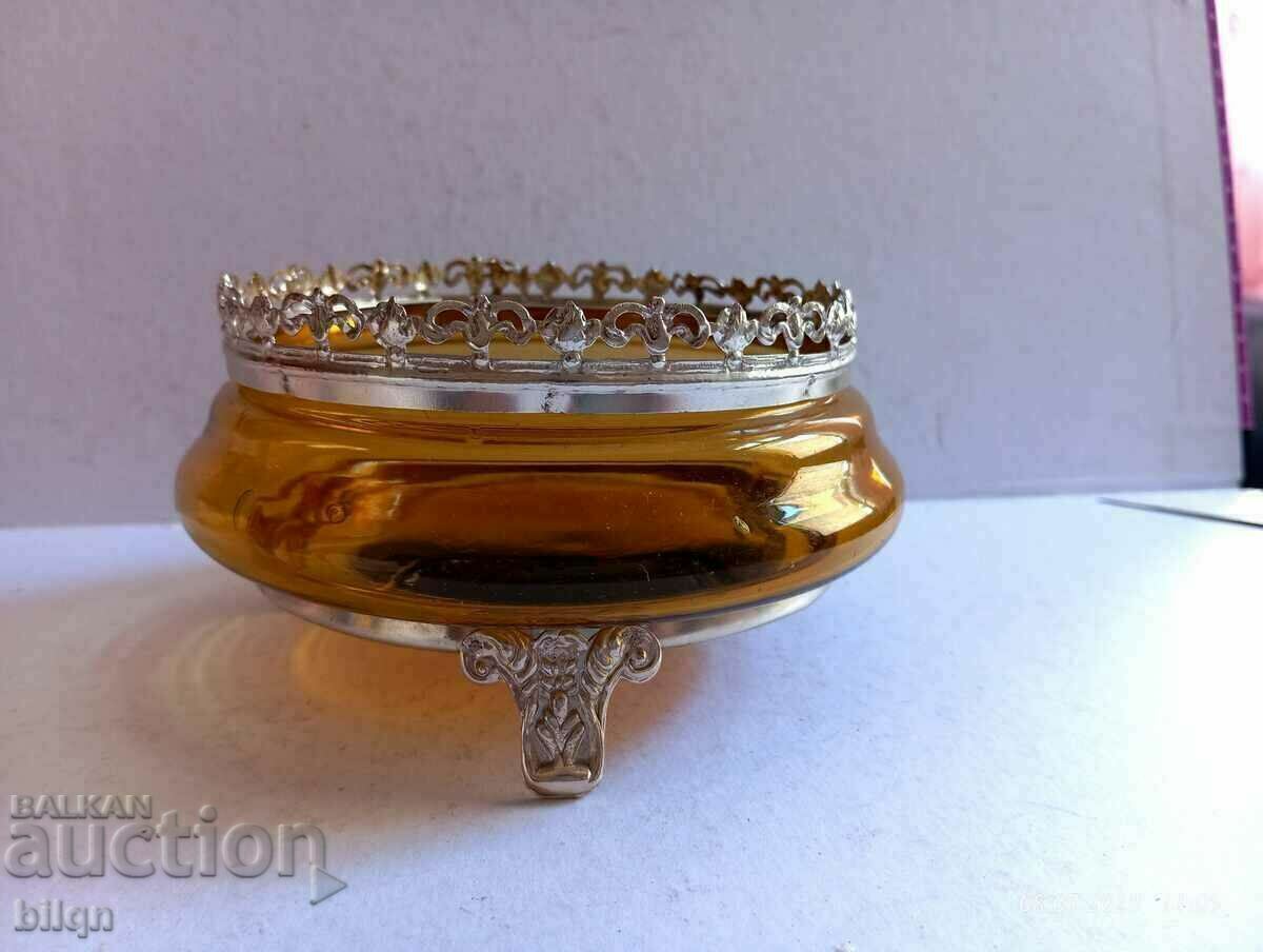 Auction  Great Dish With Silver Plated Ornaments