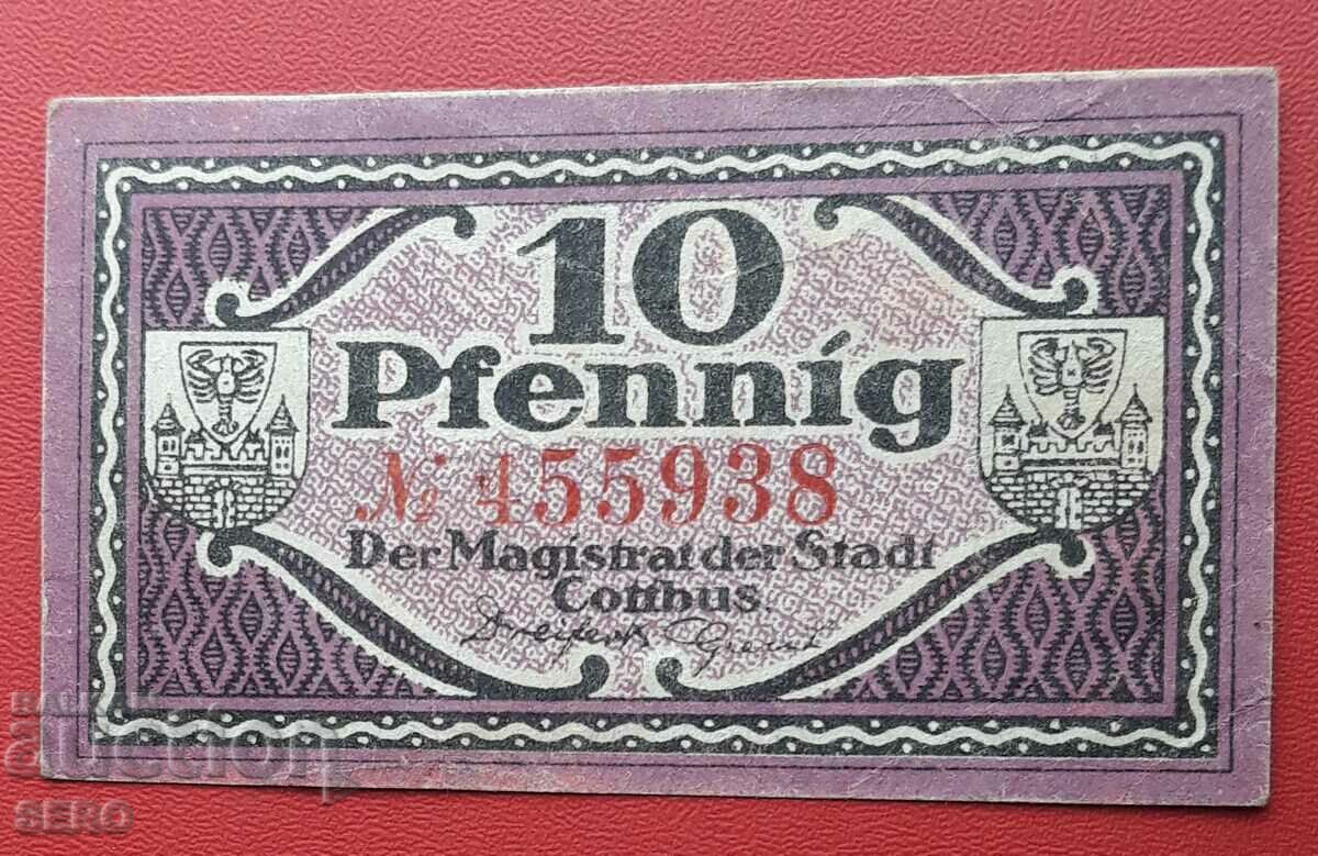 Banknote-Germany-Brandenburg-Cottbus-10 pfennig 1920