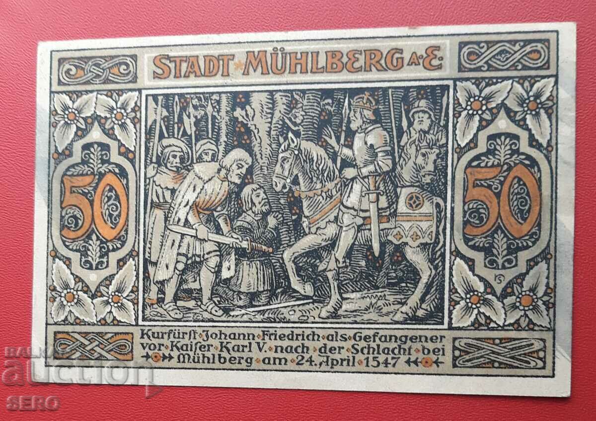 Τραπεζογραμμάτιο-Γερμανία-Βρανδεμβούργο-Mühlberg-50 pfennig 1921