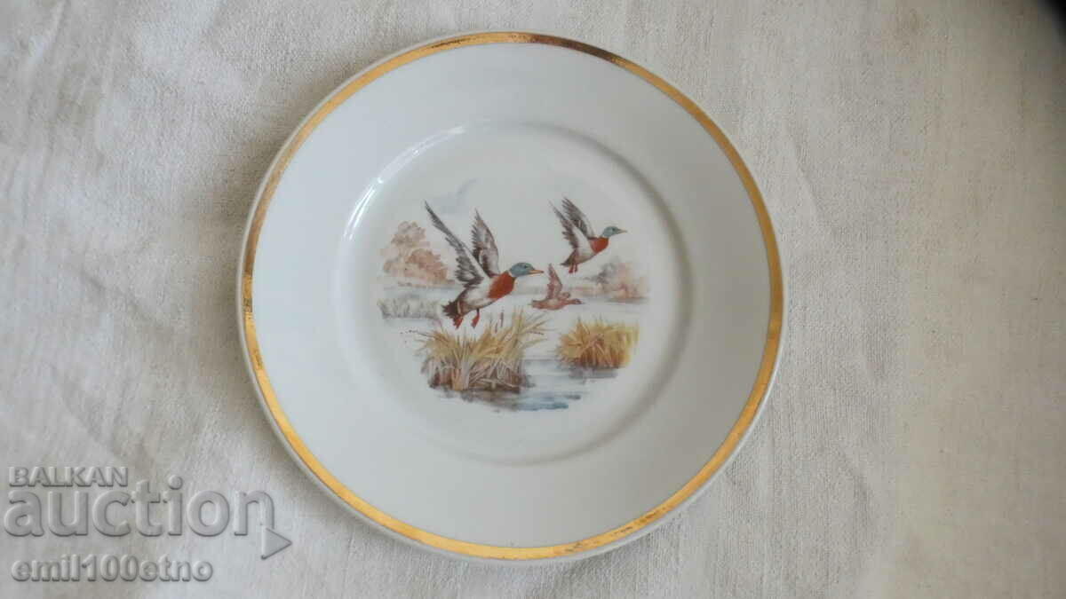 Plate with Hunting Scene Wild Ducks old porcelain Isis