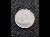 Italy 5 Lire, 1954