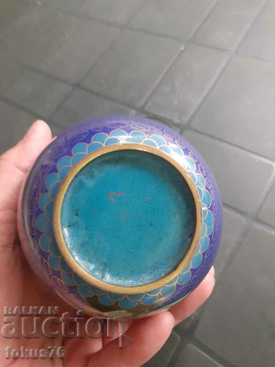 A beautiful cloisonne bronze enamel vase - 5