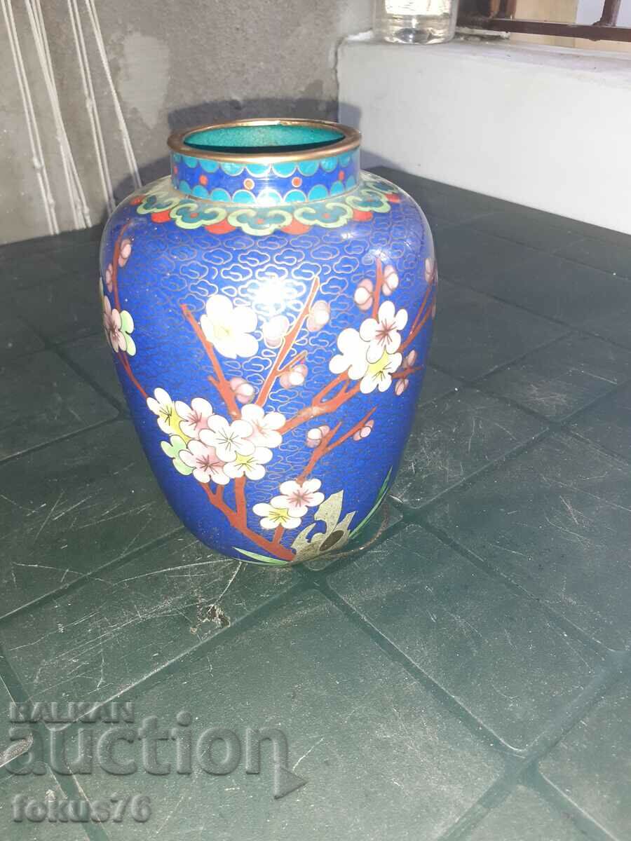 A beautiful cloisonne bronze enamel vase - 6