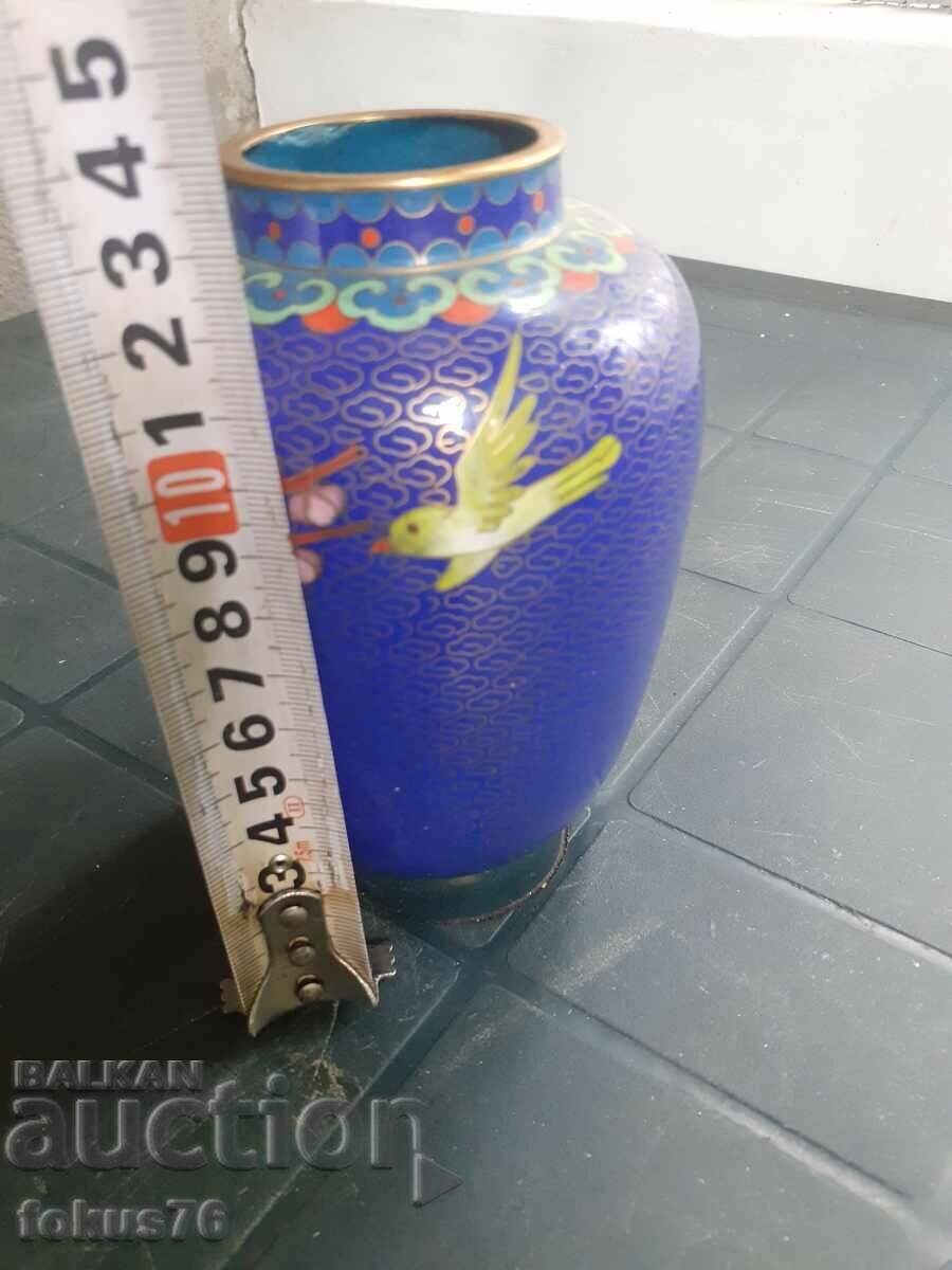 A beautiful cloisonne bronze enamel vase - 7