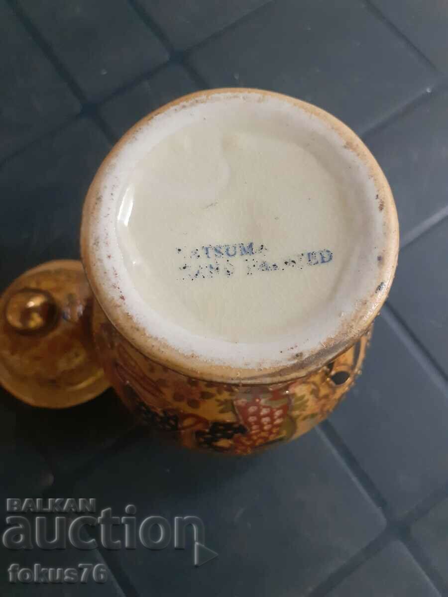 Beautiful old satsuma satsuma porcelain jar vase with lid - 5