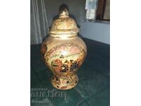 Beautiful old satsuma satsuma porcelain jar vase with lid