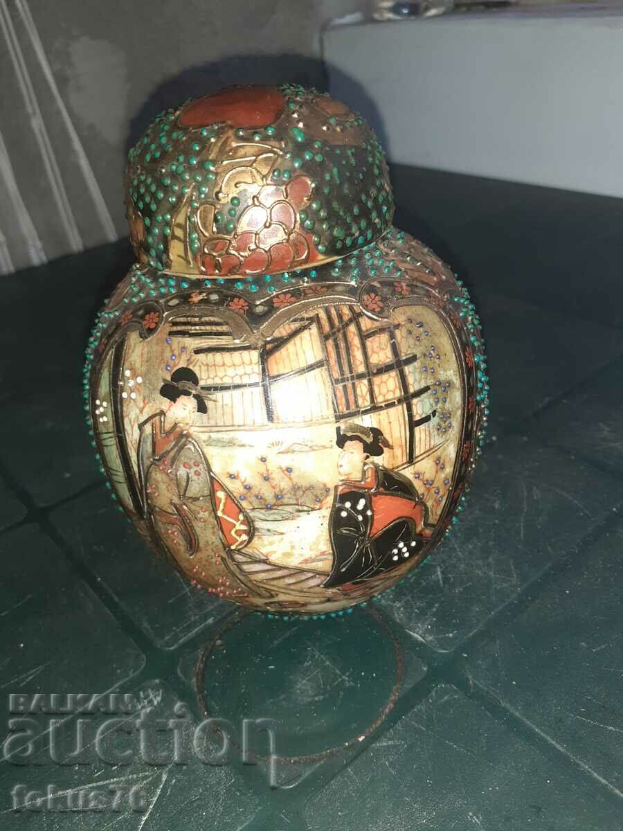 Beautiful old Satsuma satsuma porcelain jar vase