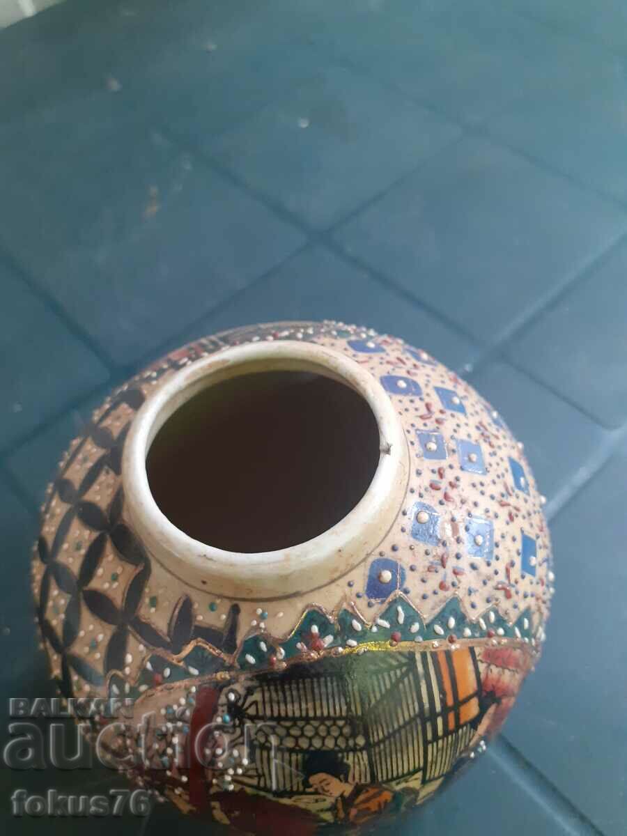 Licitație O frumoasă vază veche Satsuma din porțelan Satsuma