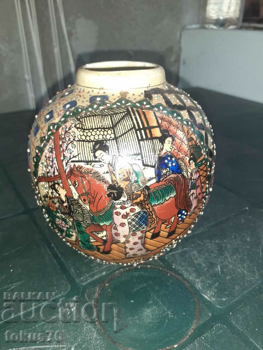 O frumoasă vază veche Satsuma din porțelan Satsuma - 5