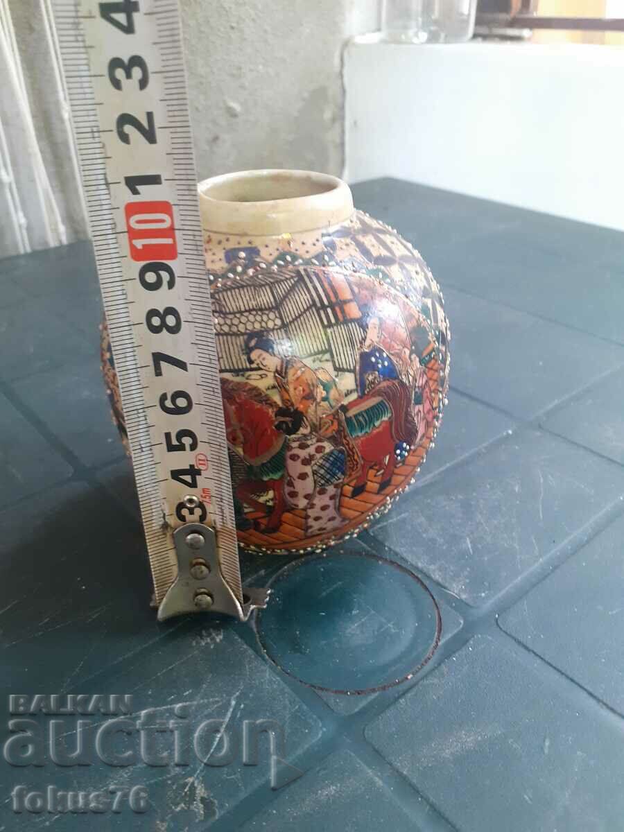 O frumoasă vază veche Satsuma din porțelan Satsuma - 6