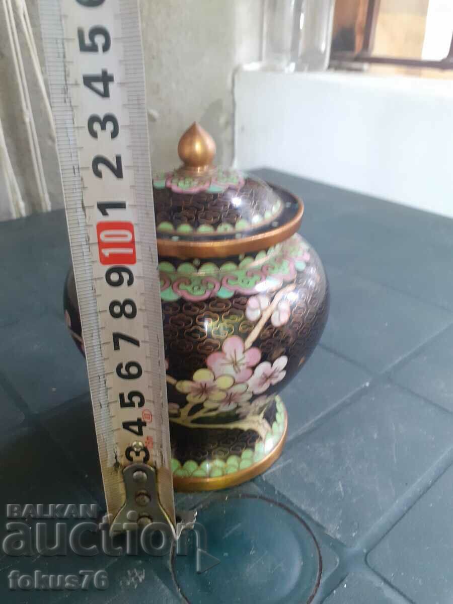 Cloisonne bronze enamel jar with lid - 6 Cloisonne bronze enamel jar with lid - 6