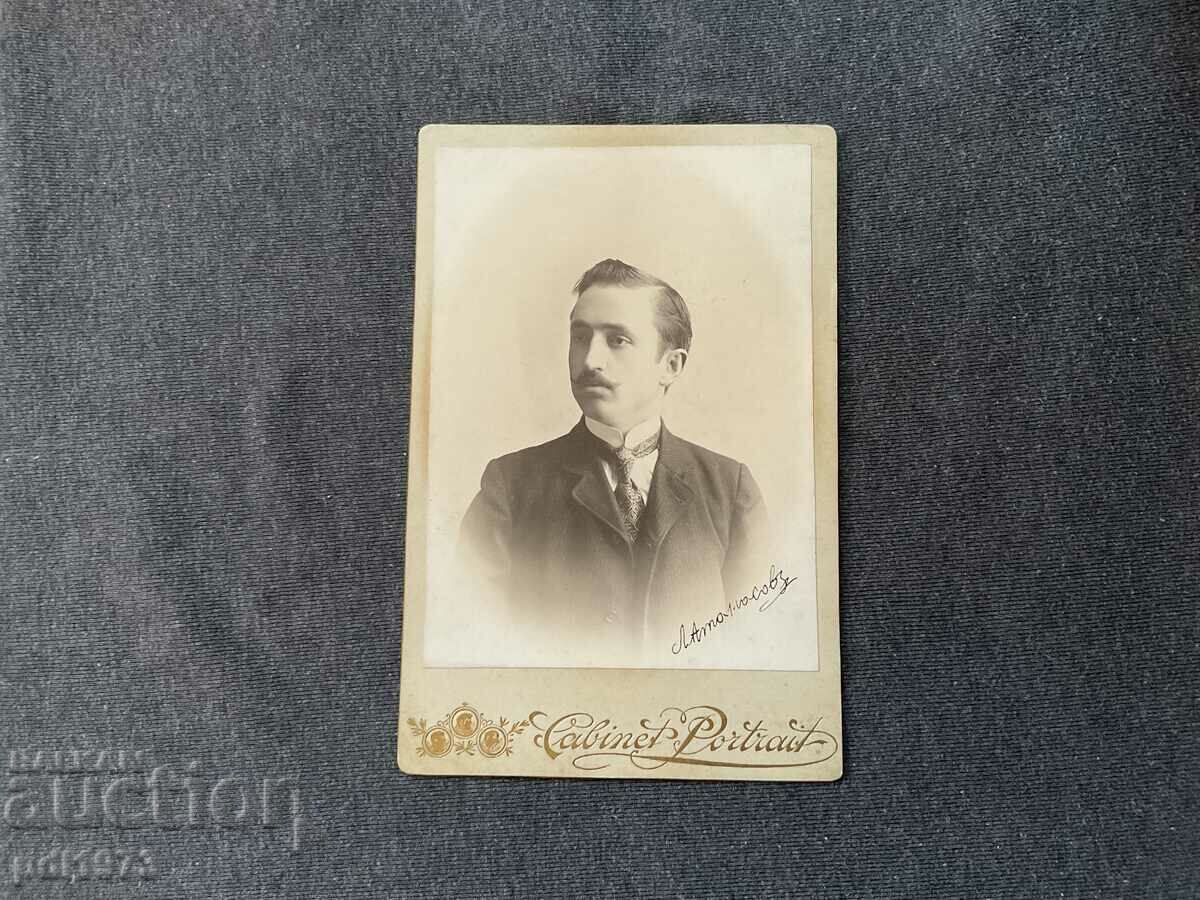 Стара снимка Б.И. Маждраков млад мъж костюм  1905 надпис