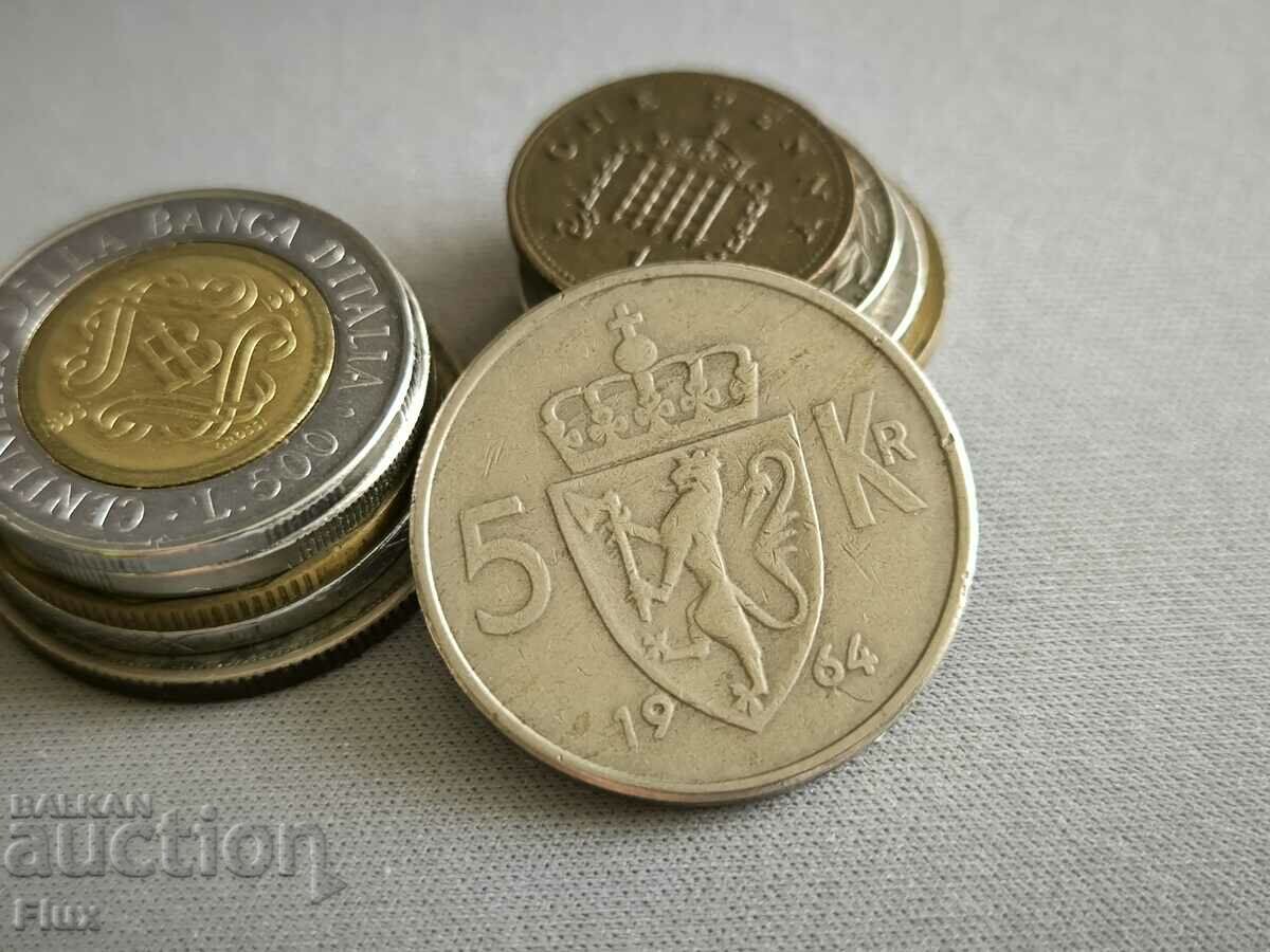 Монета - Норвегия - 5 крони | 1964г.