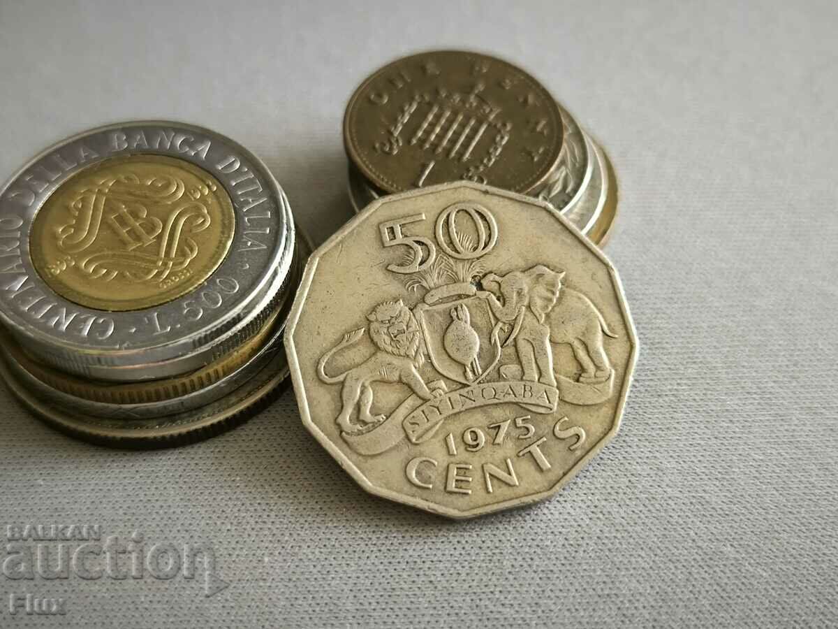 Монета - Свазиленд - 50 цента | 1975г.