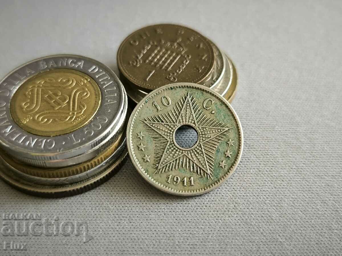 Монета - Белгийско Конго - 10 сантима | 1911г.
