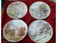 Painted plates 20 cm, "Four Seasons" Werner Scharer, label