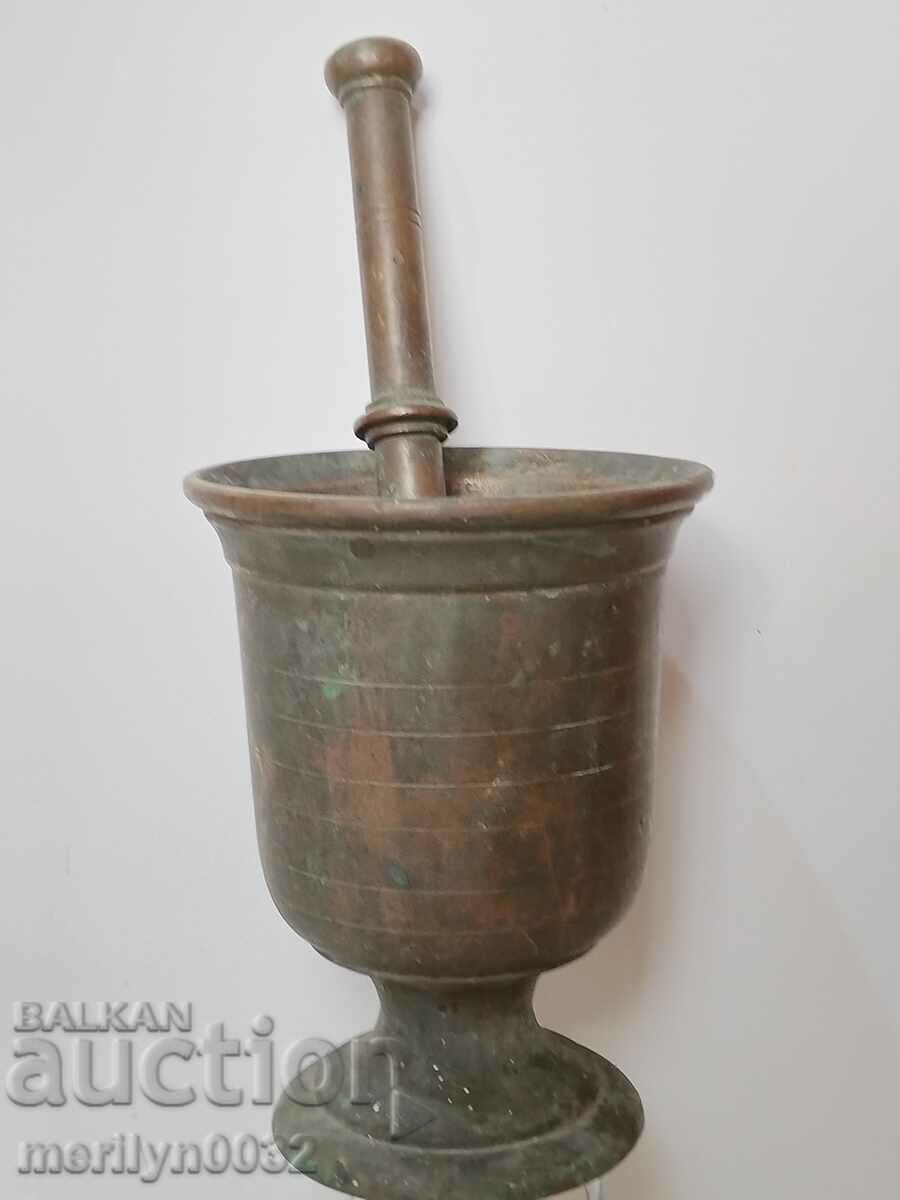 Mortar vechi din bronz, mortar și pistil de 4,5 kg