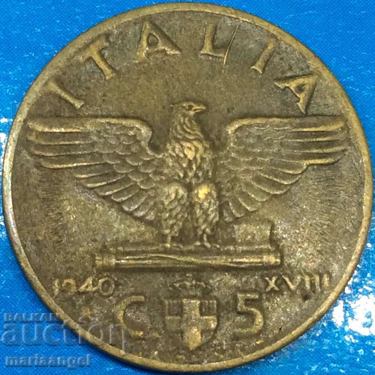 5 centesimi 1940 Italia Vultur alamă
