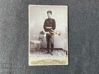 Old photo cardboard No. Draft Officer 1900 saber cap